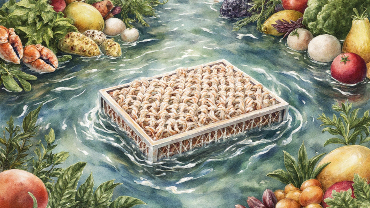 Природный фильтр из панцирей креветок очищает поток пищи от токсинов и жиров, окружённый травами и витаминами.